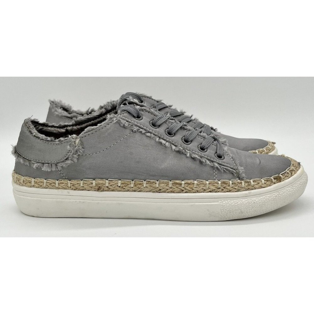 Womens Sneakers size 10, Liliana, satin material with twine edging